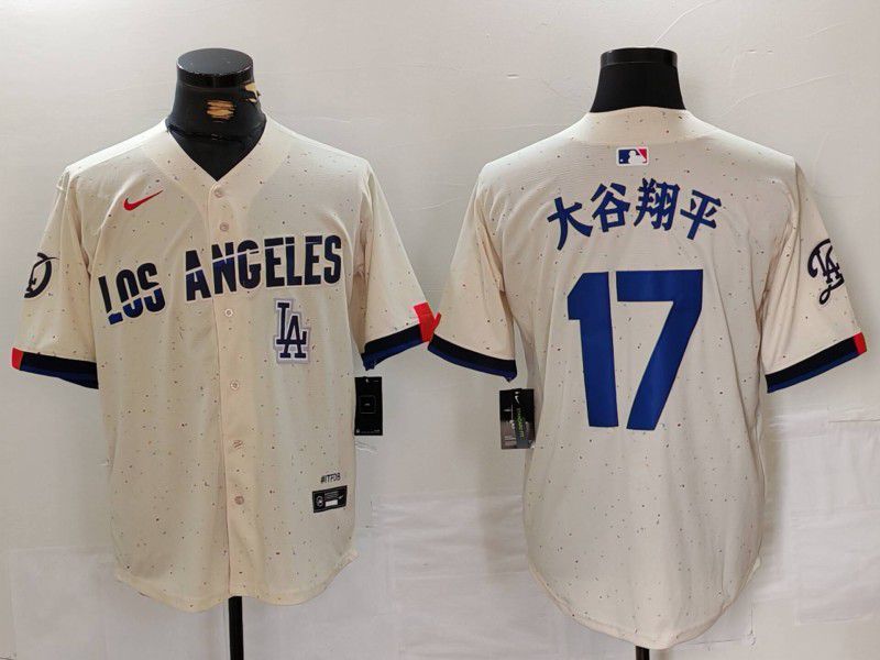 Men Los Angeles Dodgers #17 Ohtani Cream Fashion Nike Game MLB Jersey style 6294